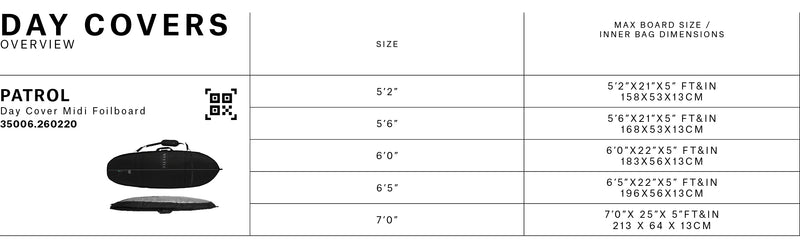 Patrol Day Cover Midi Foilboard specifications specifications