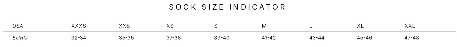 Essential Socks size chart