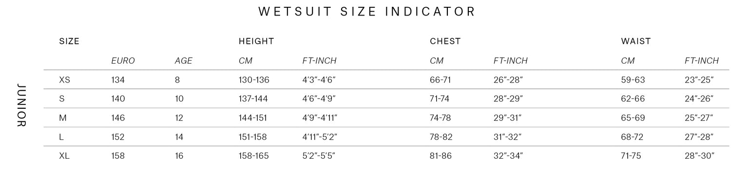 Star Hybrid Harness Kids size chart